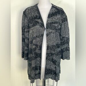 Ming Wang Black and Gray Knit Top Cardigan Sweater Plus 1X Excellent Condition